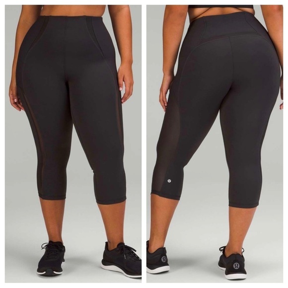 Lululemon Everlux Mesh Super-High-Rise Training Crop Leggings 21" Inseam Black 6 - Picture 1 of 13